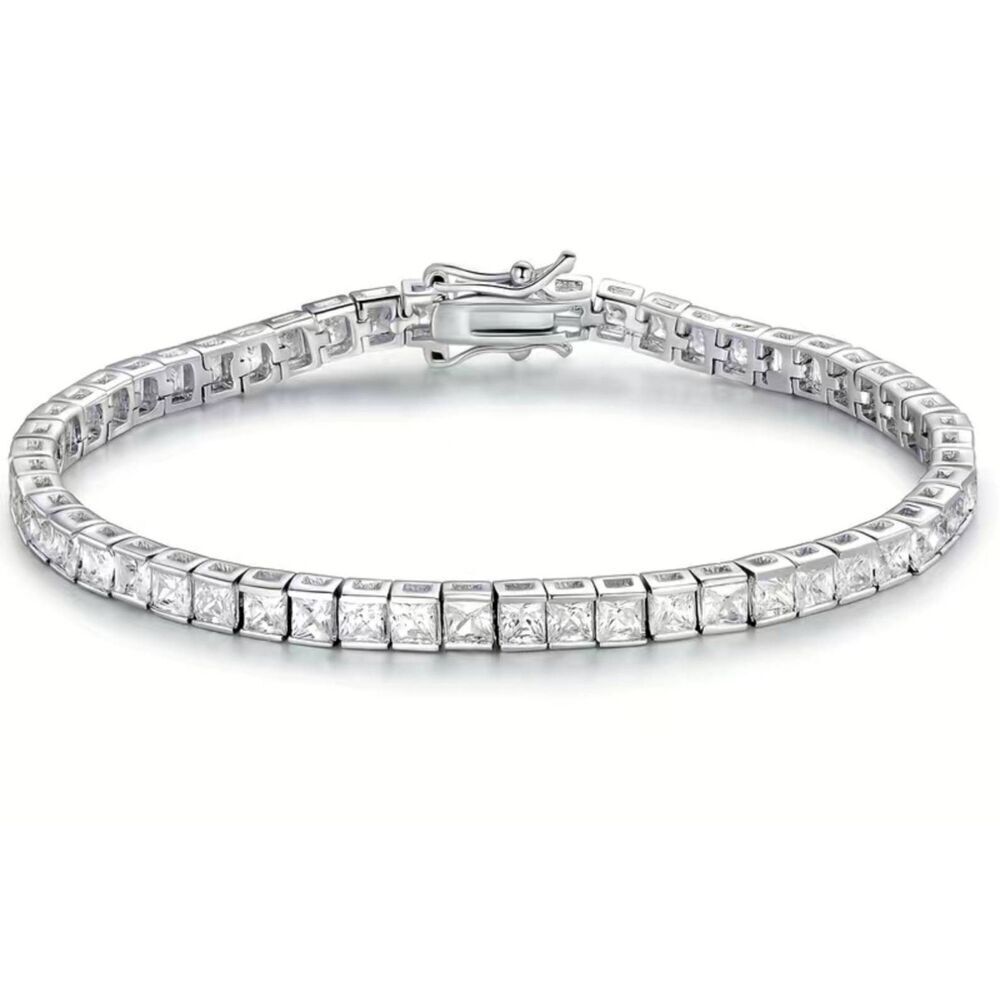 Gorgeous New 15.9 Ct. Princess Cut Sim Diamond Tennis Bracelet~18KWGP